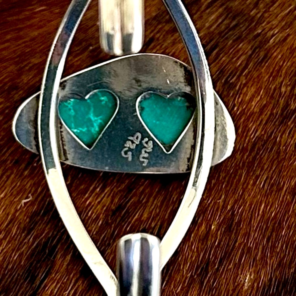 Native American Sterling Silver Turquoise Cuff Bracelet signed SW 925 - Picture 2 of 15